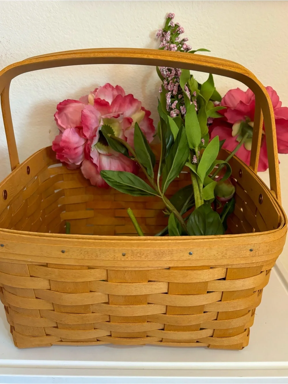 Vintage 1995 Longaberger Square Cake Basket, Swing Handles, 12”x12”x6.25”